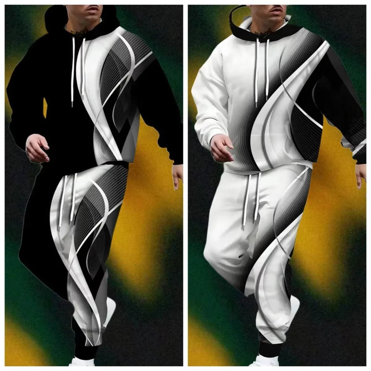 Autumn/Winter New Y2K Sports 2pcs Set Cool 3D Printed Men's Fashion Oversized Comfortable Daily Street  jogging Tracksuit