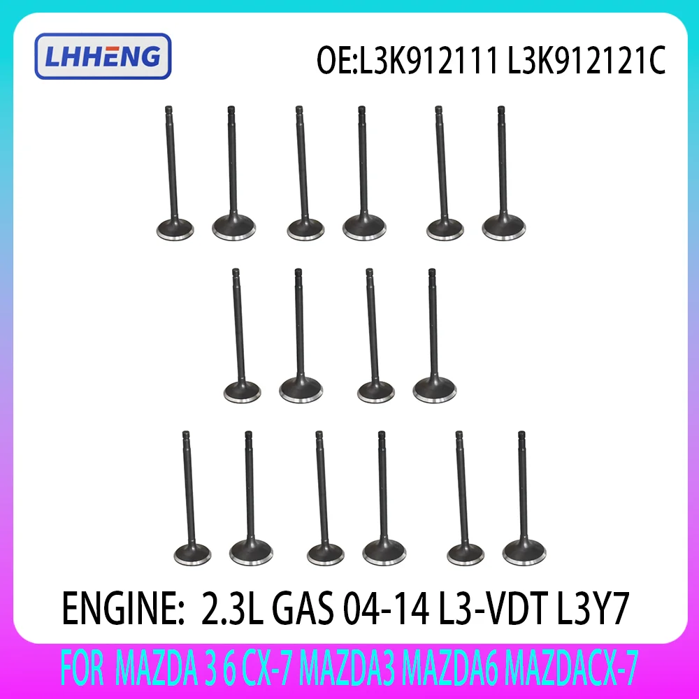 16 PCS Intake & Exhaust Valve Kit For MAZDA 2.3L 3 6 CX-7 MAZDA3 MAZDA6 MAZDACX-7 Turbo 2.3 L T GAS 2004-2014 L3-VDT L3Y7