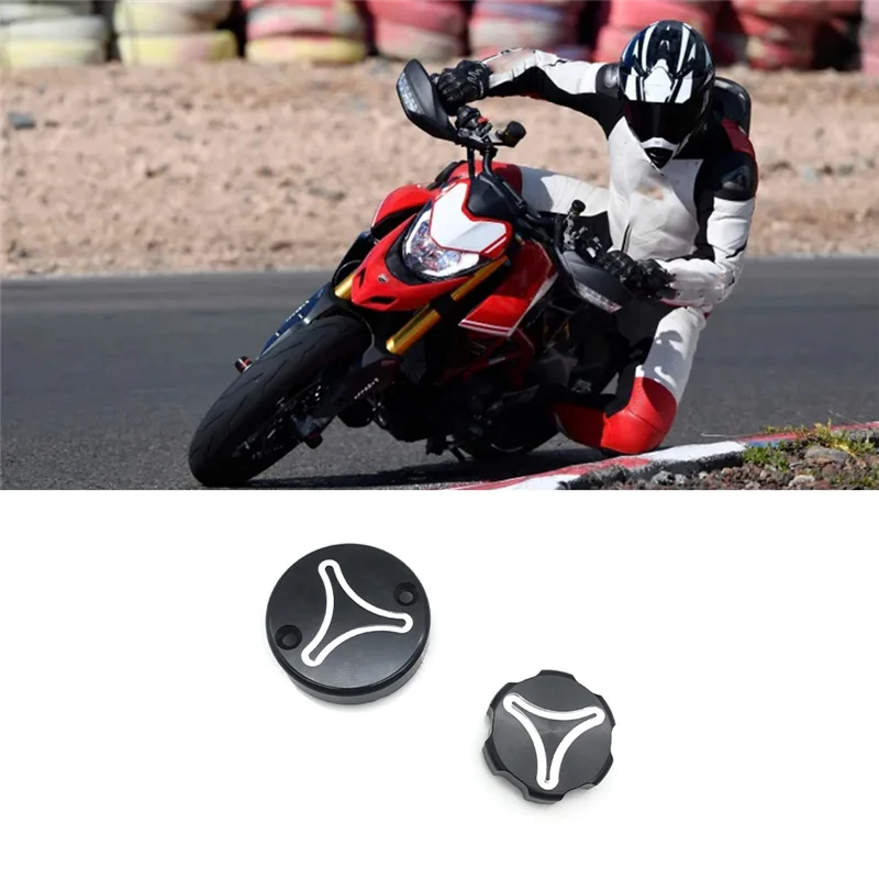 Motorcycle Brake Fluid Reservoir Liquid Protective Cap Cover For Ducati 748 916 PANIGALE V4 HYPERMOTARD 950 Black