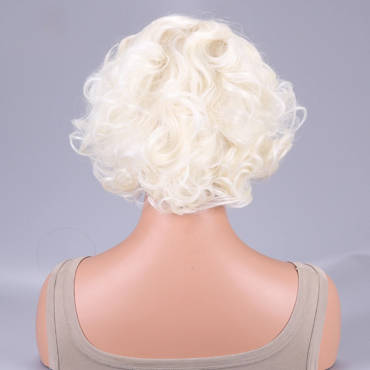 Blonde short curly with bangs attractive full wig for women