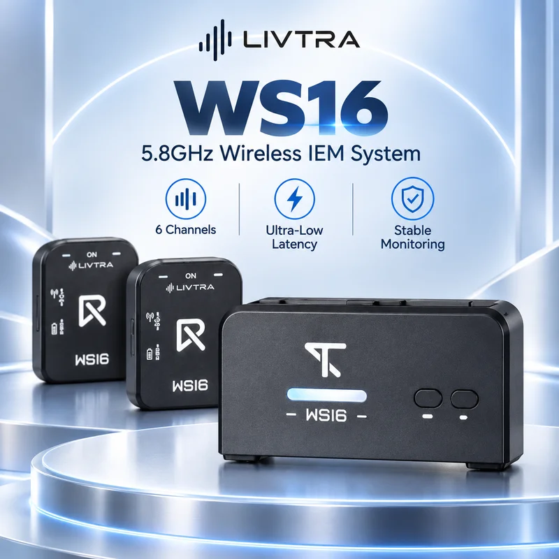 LIVTRA Ws16 In‑Ear Monitor System 5.8ghz Transmitter Receiver For Electric Guitar Stage Performance With Audio Cable Fans Gift