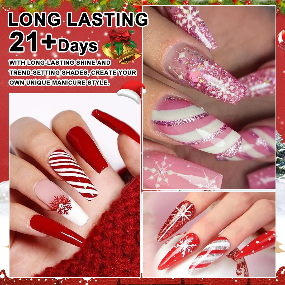 6 uds VOKY 7ML esmalte de uñas en gel de color sólido con polvo chalota para hidratación brillante para decoración de uñas en el hogar o regalos de Año Nuevo