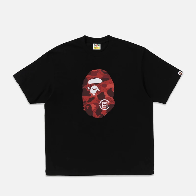 Limited edition release of 25SS CLOT x Bape co branded ape head camouflage short sleeved shirt