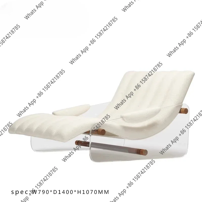 

V69 Modern Balcony Leather Single Acrylic Chair Recliner Light Luxury Bedroom Comfortable Sofa Chair Leisure Chair