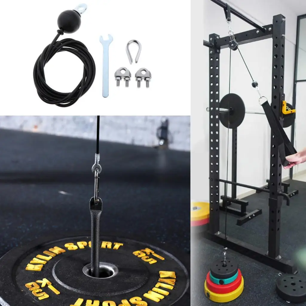 Heavy Duty Fitness LAT Lift Pulley Cable System Steel Rope, Biceps , Triceps Roller  home and gym Equipment Cable Replacement