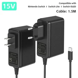 Nintendo Switch用ACアダプター充電器,ソケット,オン/オフ,EU, USタイプC用,USB,電源ケーブル,アクセサリー