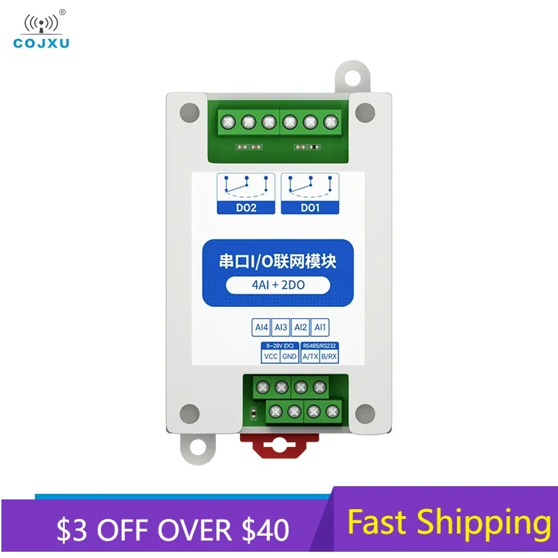 Módulo de red de E/S de puerto serie ModBus RS485, 4AI + 2DO DC 8-28V, compatible con PLC/pantalla táctil, MA01-XACX0420 IoT