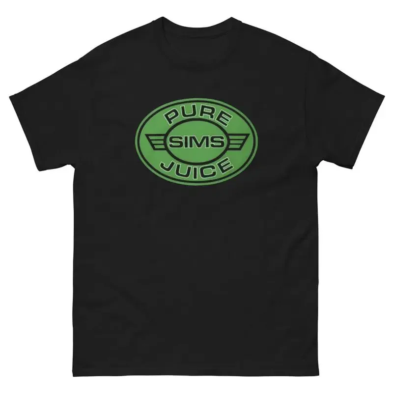 Camiseta preta Sims Pure Juice Skate Green Skater com design de skate
