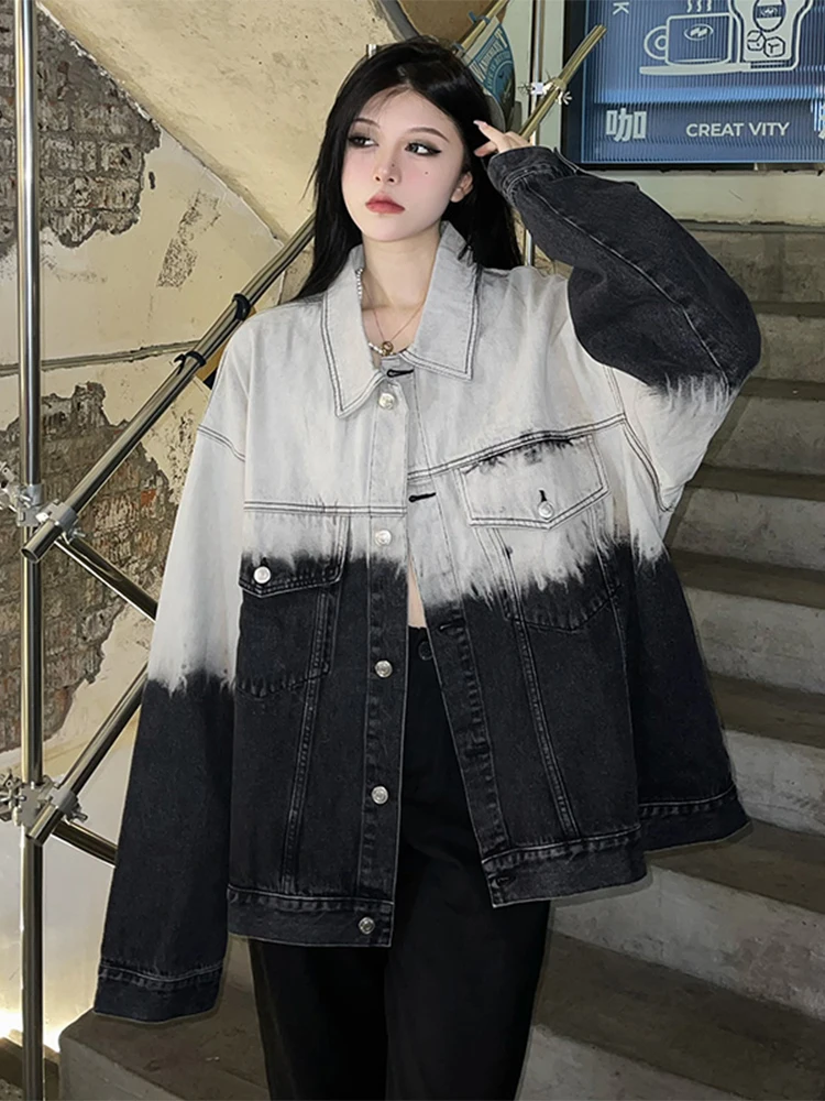 

Американская винтажная джинсовая куртка для мужчин, весенне-осенняя, с эффектом потертости, оверсайз, рабочая одежда, свободный крой, молодежная мода