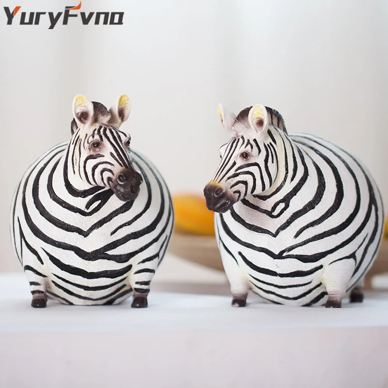 YuryFvna Nordic Creative Fat Zebra Figurine Miniature Model Modern Art Animal Figurine Ornament Home Decoration Accessories