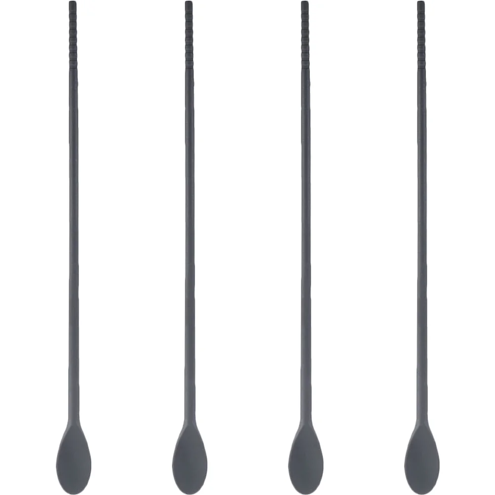 2 Pairs Stirrers Silicone Chopsticks and Spoons Coffee Whisk Multi-function Cocktail Tablespoon Black Extra Large Serving