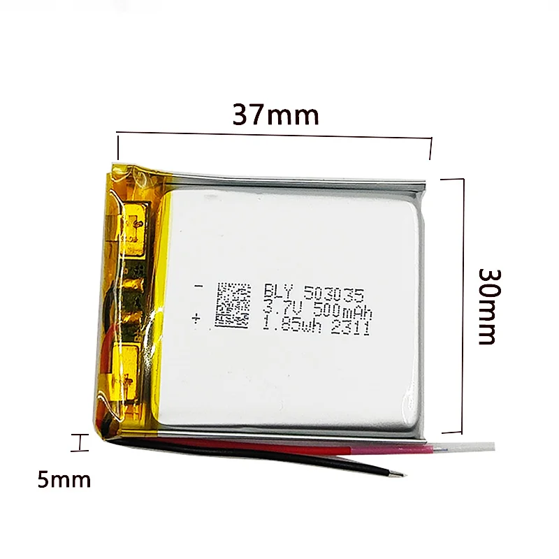 3.7V 500mAh Lithium Polymer LiPo Rechargeable Battery 503035 For Camera MP4 GPS Bluetooth Headset Speaker LED Lights Recorder