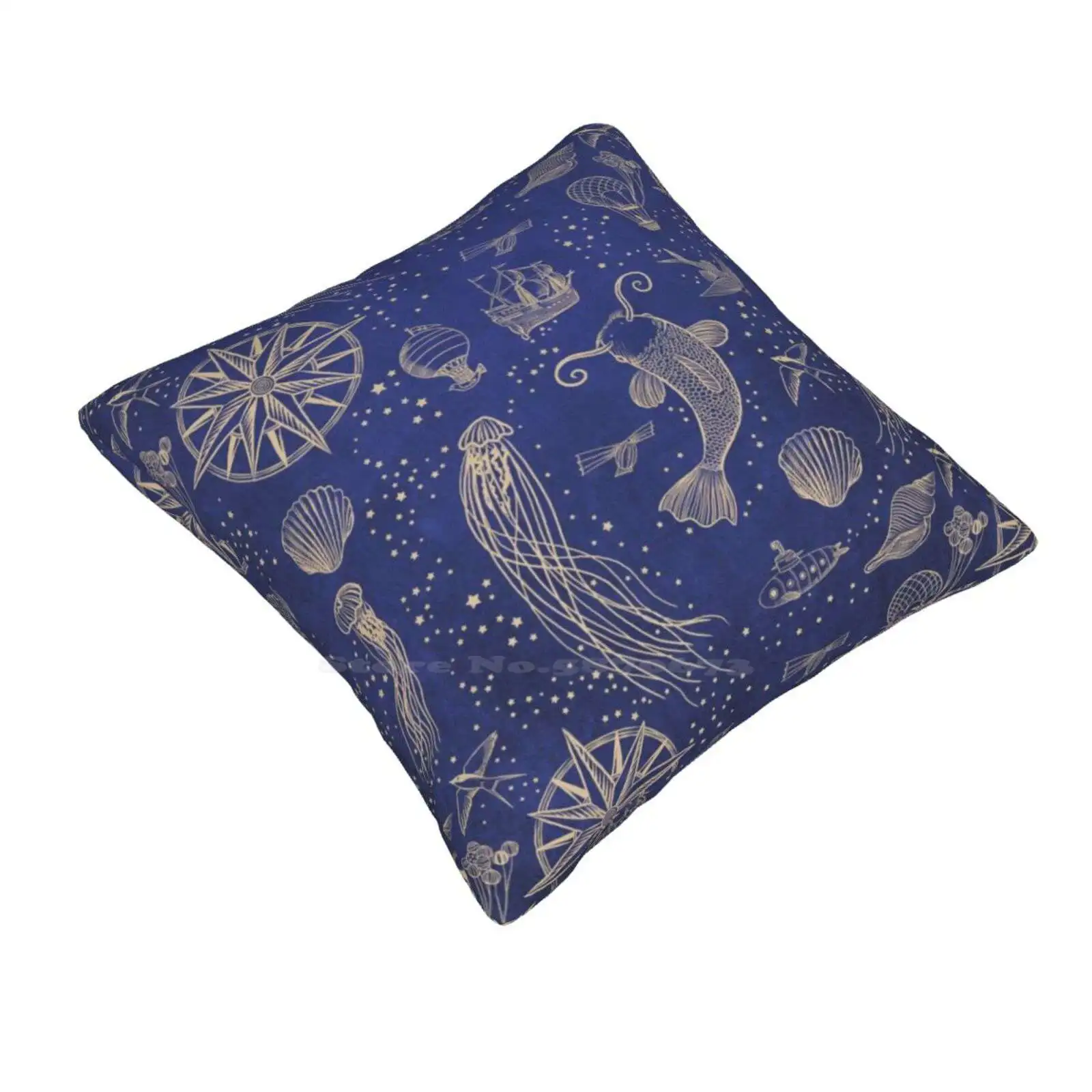 Ocean Meets Sky-Hardcase Pillow Cover Hug Pillowcase Blue Whale Sea Sailing Ships Submarine Ocean Meets Sky Tall Ship