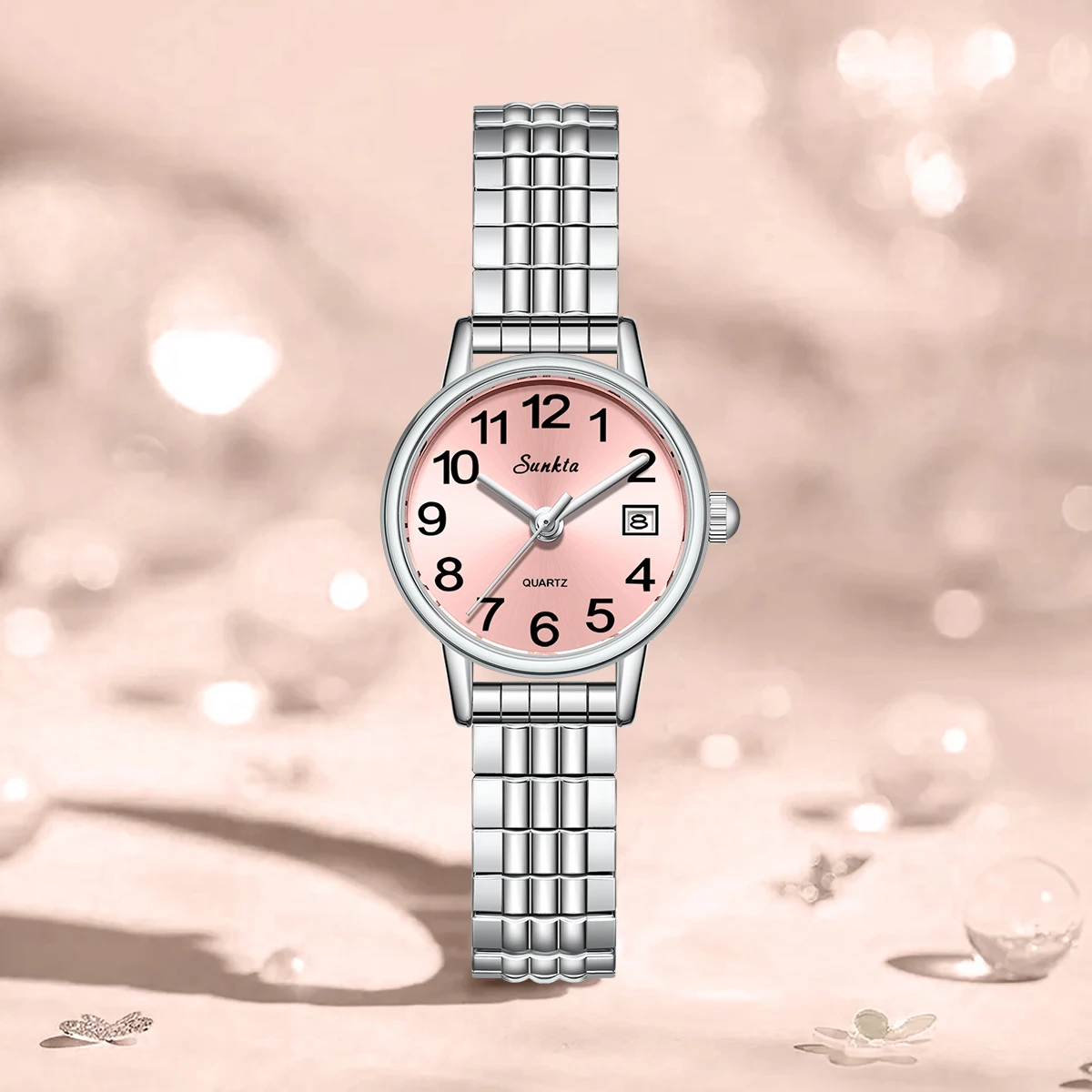 Sunkta Elegant Watches for Woman Small Dial Fashion Date Steel Quartz Women's Waterproof Wristwatch Ladies Bracelet Reloj Mujer