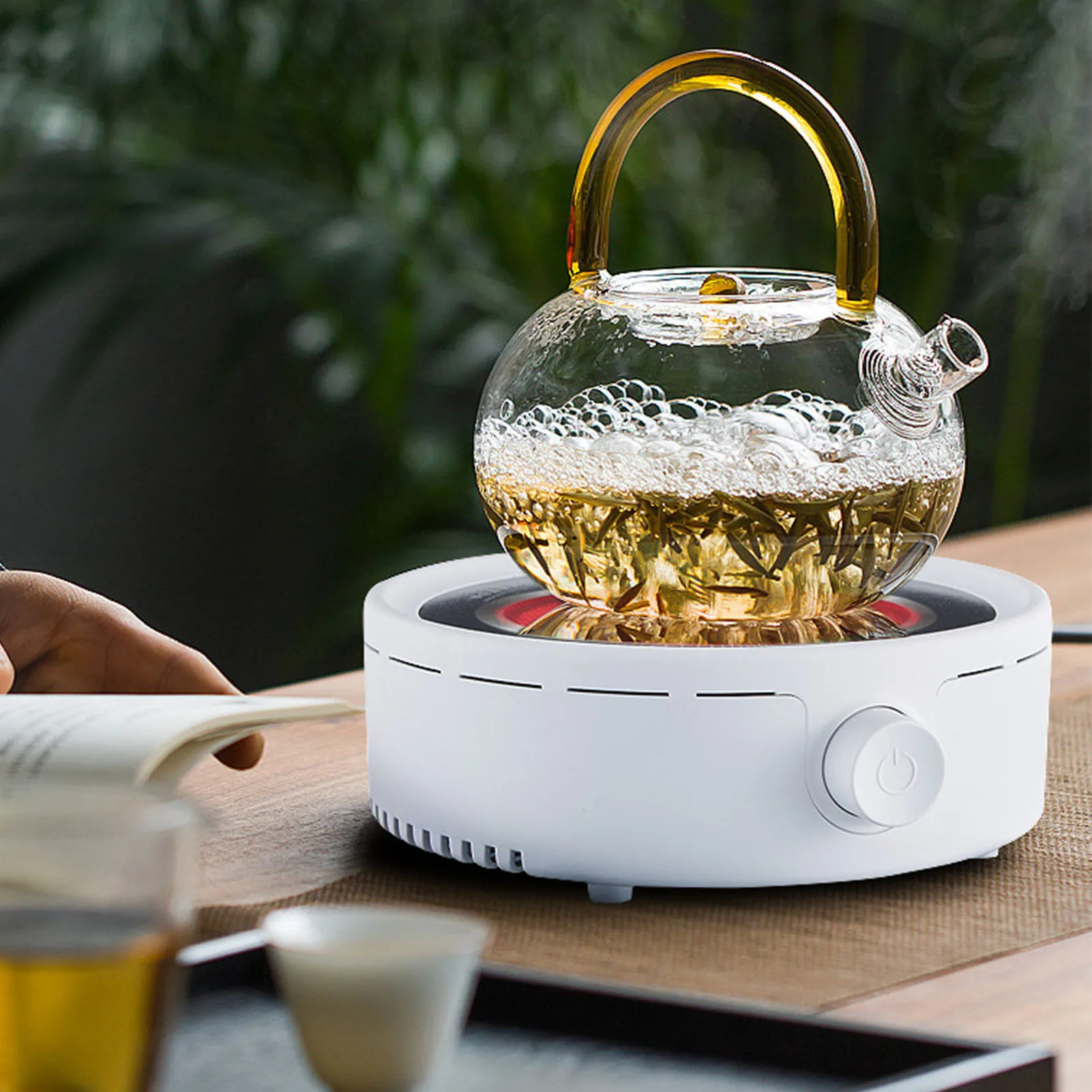 Estufa de cerámica eléctrica silenciosa, placa caliente de cerámica pequeña para hacer agua hirviendo, ajuste de perilla de café, enchufe CN