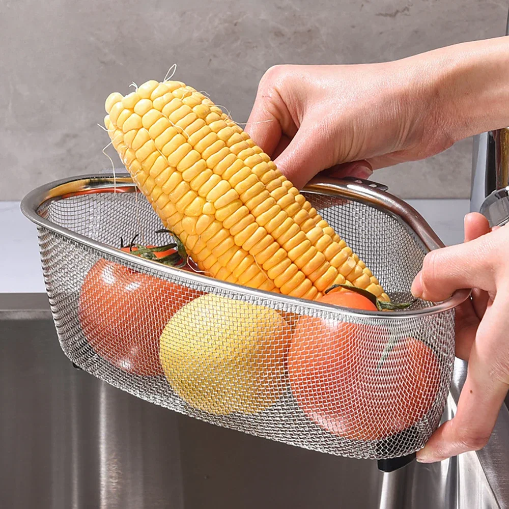 Kitchen Sink Drain Basket Stainless Steel Triangle Food Vegetables Peel Egg Filter Storage Organizer Kitchen Shelf High capacity