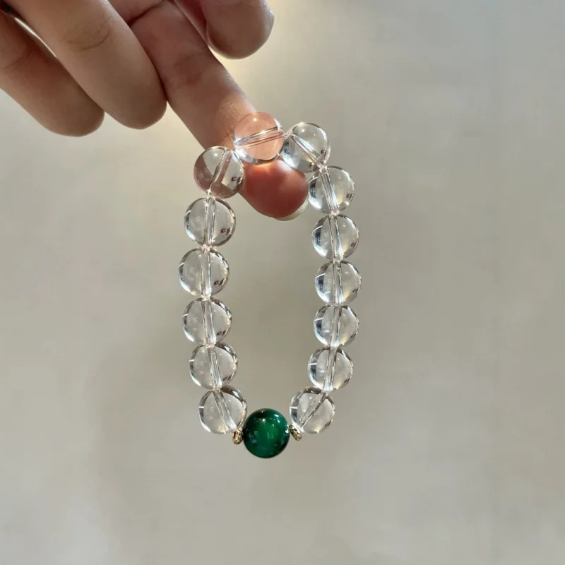 

White Crystal Peacock Stone Bracelet Natural High Quality Jewelry for Women Fashionable Elastic Band Unisex Gift