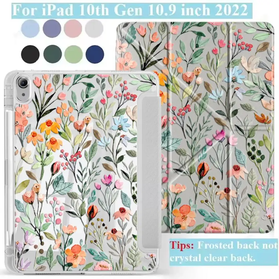

Watercolor Wildflower Print Holder Cover Tablet Case For iPad Pro 11th 10th 9th 8th 7th 12.9inch Air 4 5 M3 M2 M4 11inch Mini 6