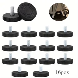 16pcs Adjustable Leveling Chair Leg Feet M8 Furniture Mat Screw-in Base Sofa Bed Cabinet Table Floor Protector Anti-slip Pad