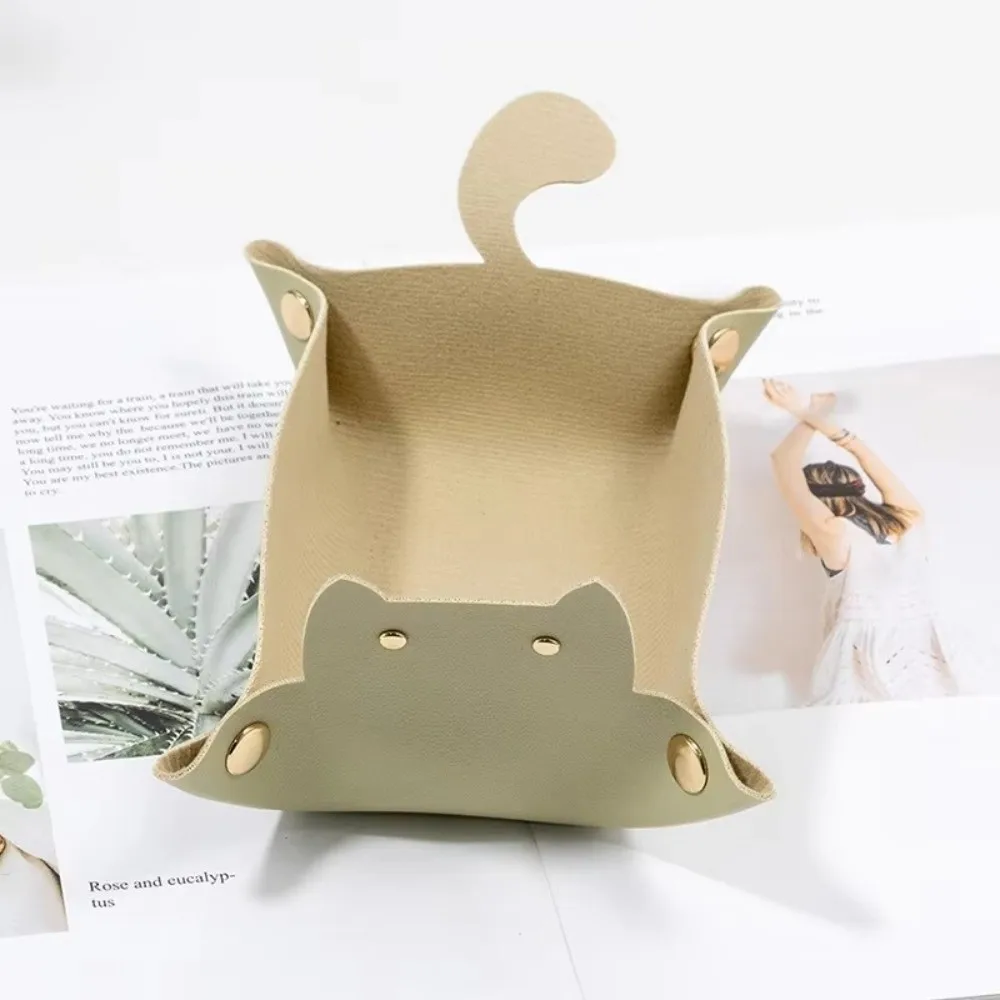 New PU Leather Hexagonal Dice Tray Folding Function Cute Cat Shape Dice Tray Box Game Accessories Storage Box For RPG DnD Game