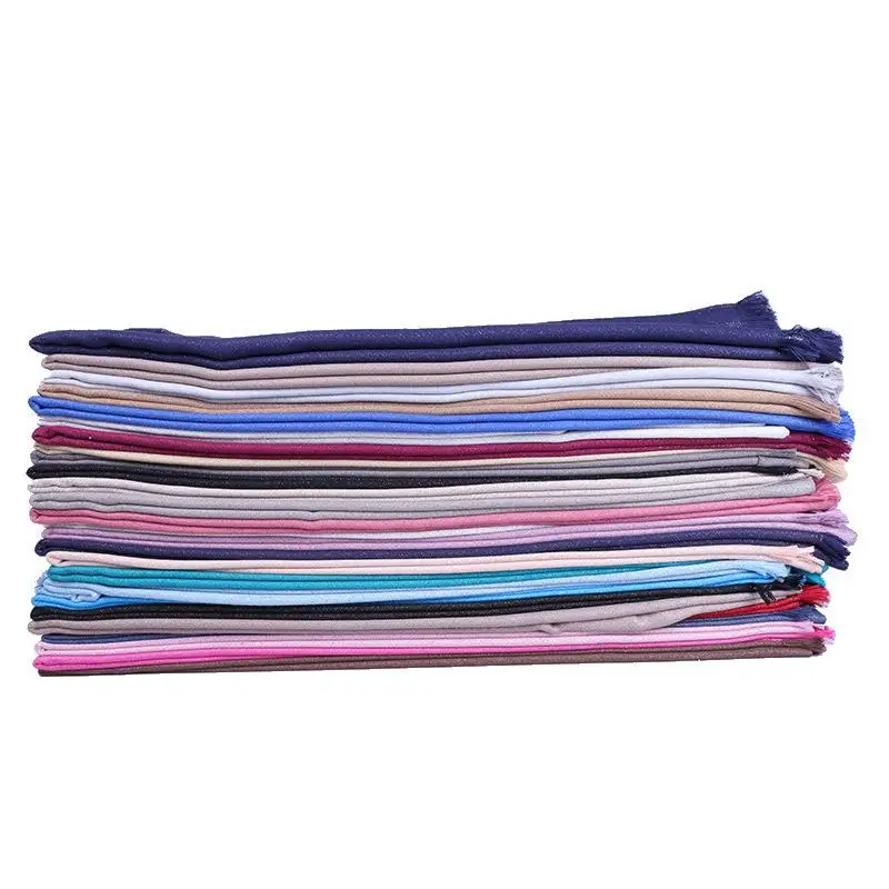 Dupla face outono inverno novo sle cachecol feminino com borla cor única yw08 calor temporada de inverno outro cachecol de tecido