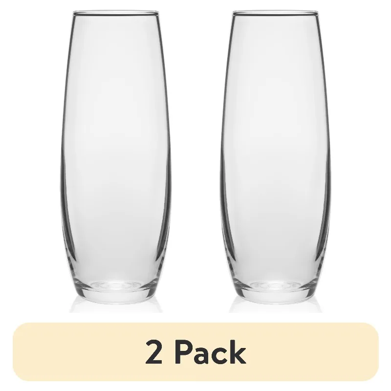 Elegant Clear Glass Bud Vase Set of Two