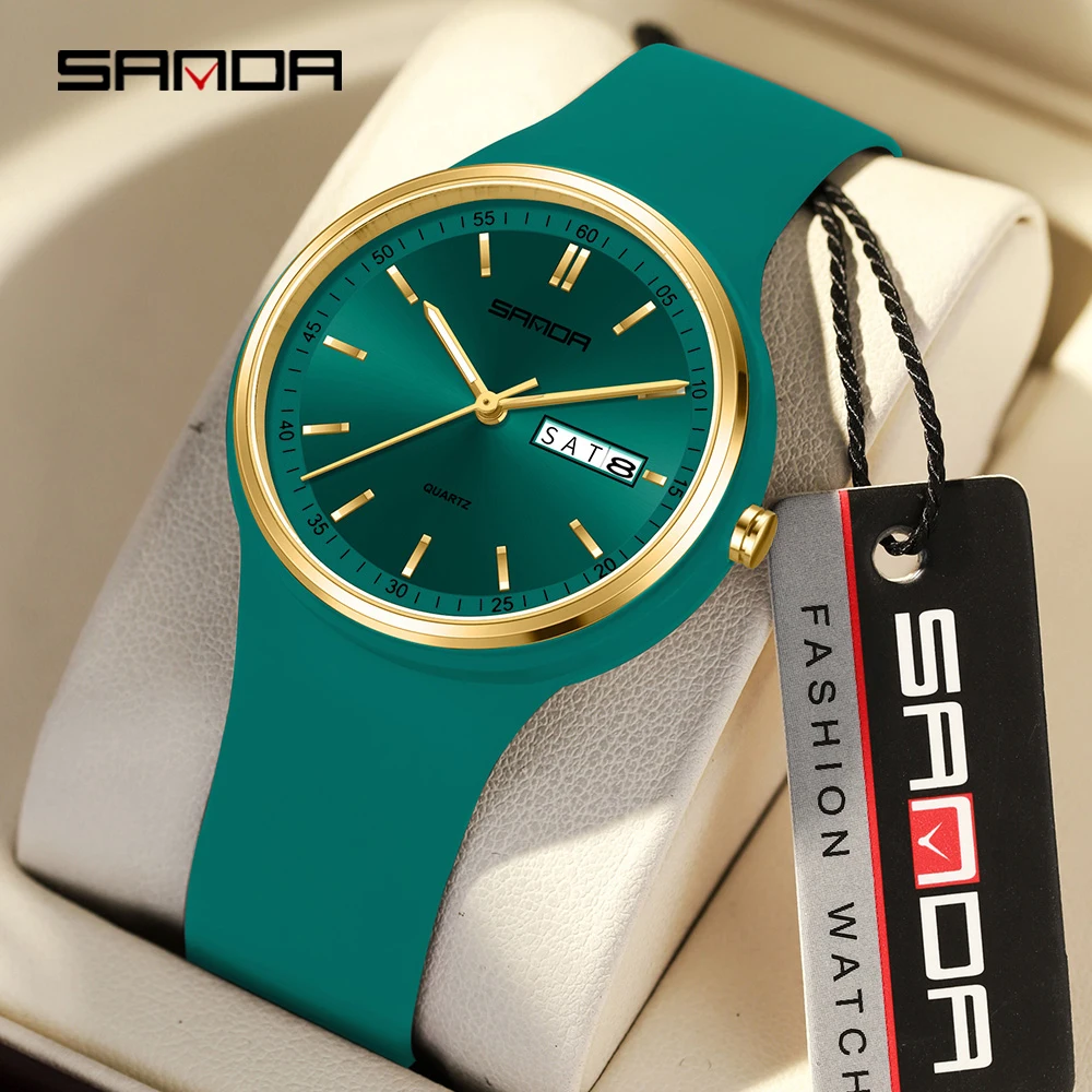 SANDA Top 6213 Male and Female Student Watches Casual Simple Dual Calendar Fashion Male and Female Student Quartz Watches 2024