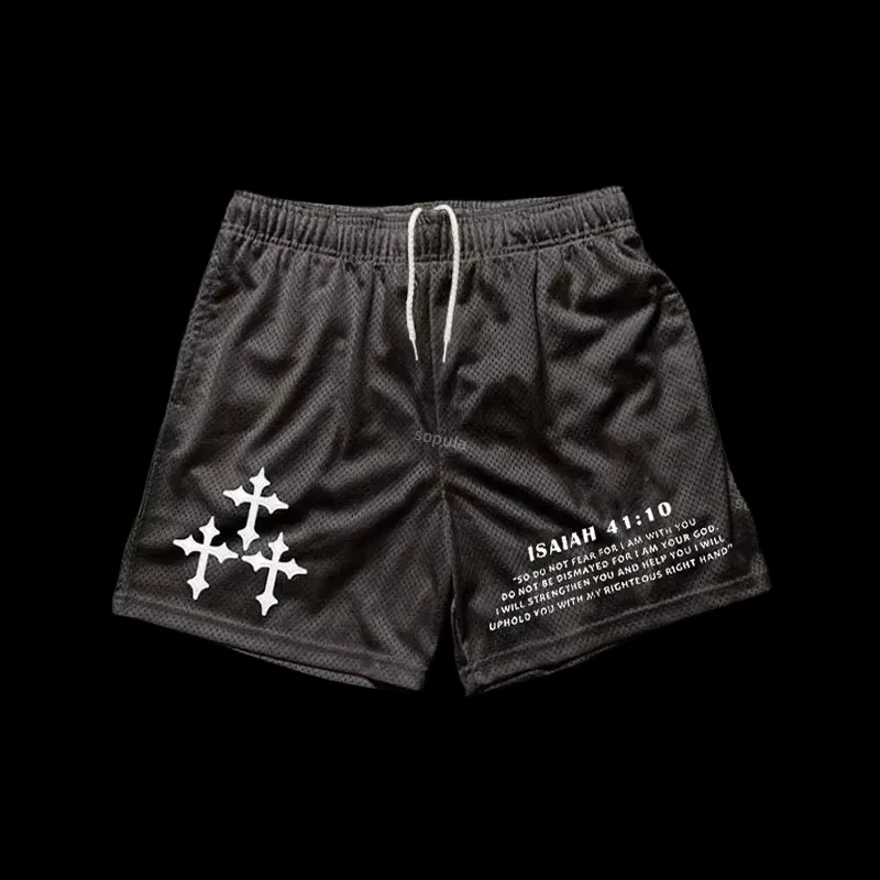 2026 Cross Print Graphic Casual Shorts Breathable Basketball Men Shorts Loose Sports Training Fitness Gym