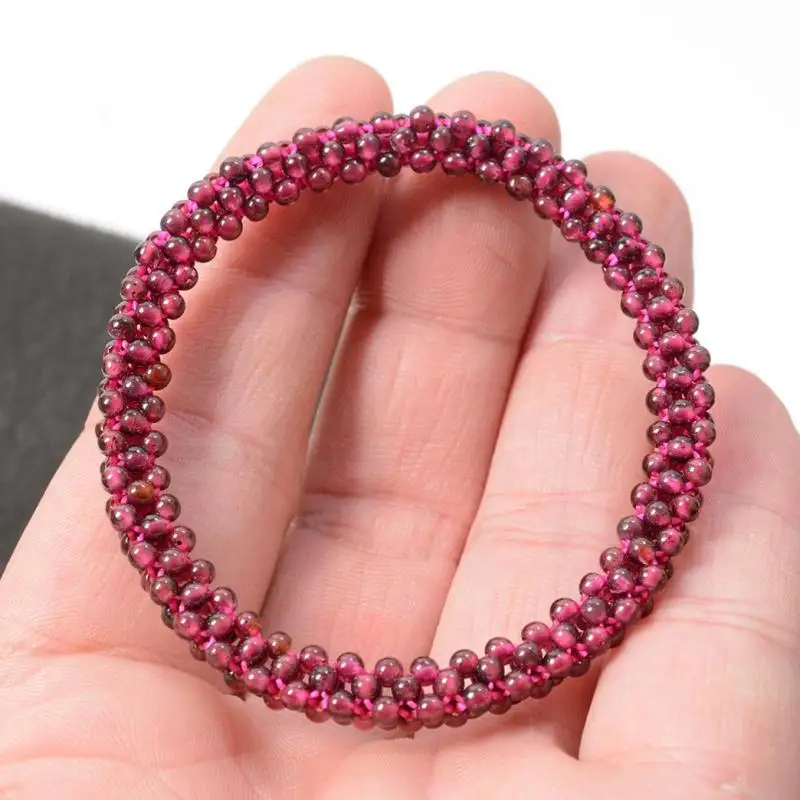 

Браслеты из натурального граната, женские целебные драгоценные камни, ювелирные изделия, натуральный гранат, тканый браслет из бисера и кристаллов, эластичные браслеты