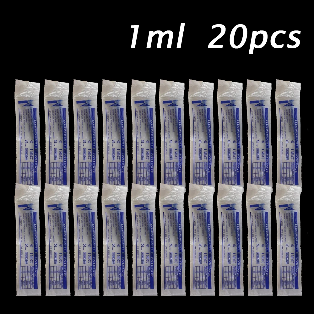 

1ML With OPP Disposable Sampler Plastic Without Needle Nutrient Syringe Hydroponic Pet Sterile Feeder Glue Syringes 20PCS/LOT