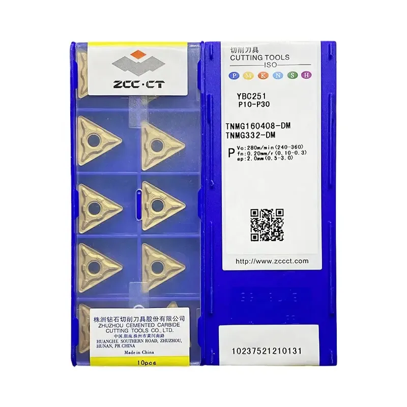 ZCCCT CNC carboneto de torneamento insere, 100% original, TNMG160404-DM, TNMG220404, TNMG220408-DM, YBC251, YBC252, YBM251, 10pcs