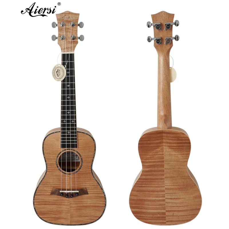 Wholesale price Aiersi brand 24 inch ukulele Concert Flame Mahogany china made ukelele