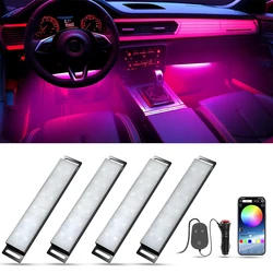 Led Interior Rock Car Lights RGB LED Car lamp Strip Sync to Music Waterproof 4pcs 48 with Bluetooth App Control Auto Decoration
