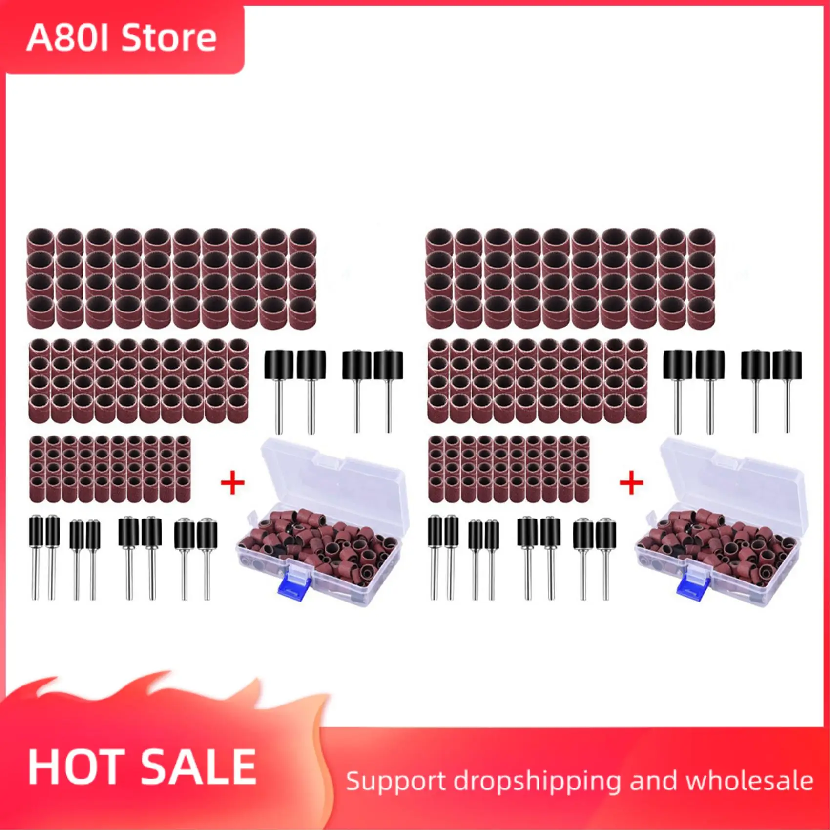 

A80I 264 Pieces Drum Sander Set With Free Box Including 240 Pieces Nail Sanding Band Sleeves And 24 Pieces Drum Mandrels