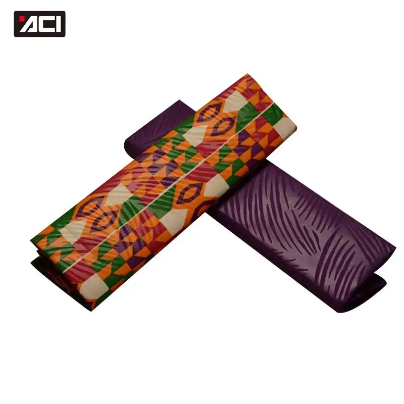 ACI African Fabrics Wax Prints Kente Fabric Ghana Real Wax Fabric African Wax Prints Ghana 2+2 Yards For Woman Clothes