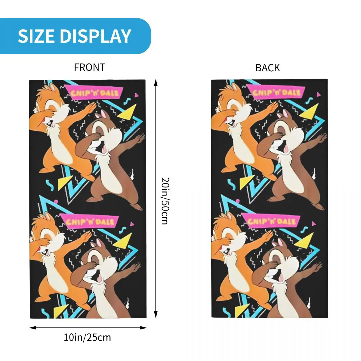 Rescue Rangers Retro Motocross Bandana Neck Gaiter Printed Disney Chip 'n' Dale Face Scarf Cycling Scarf Hiking Unisex Adult