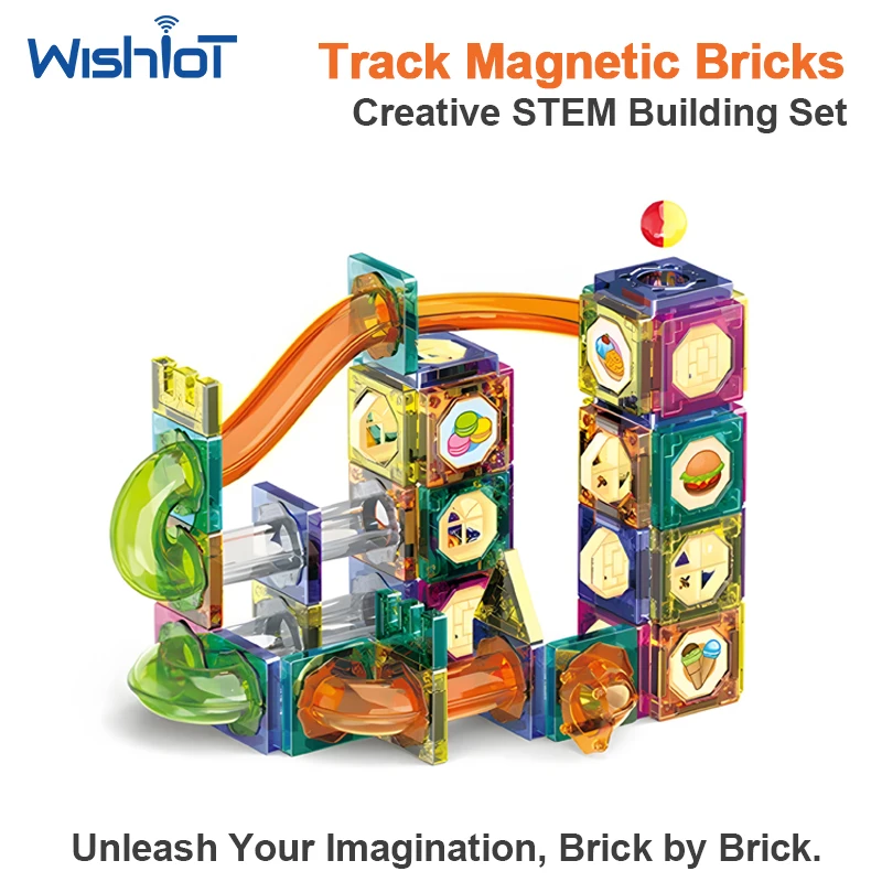 94pcs DIY Educational Magnetic Sheet with Slide Ball Building Blocks Pipe Magnet Splicing Track Window Puzzle Toy for Kids