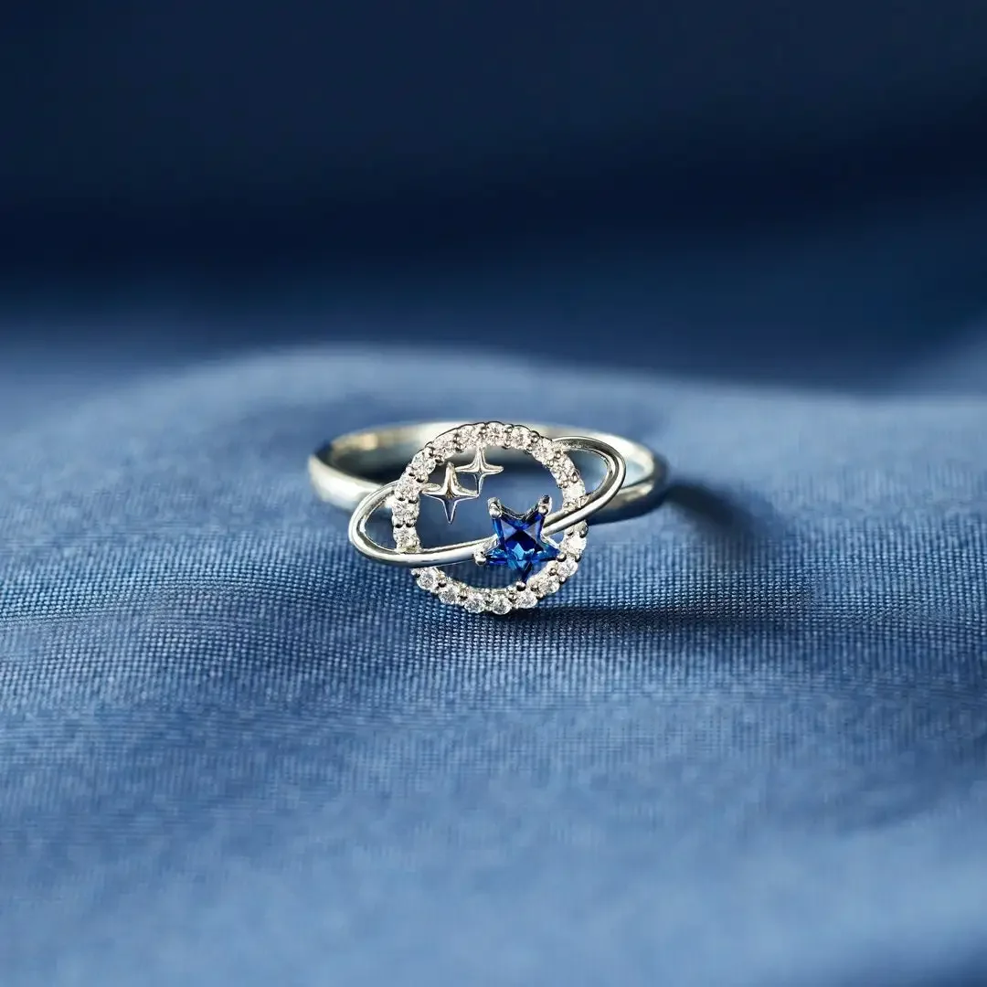 TO MY DAUGHTER PLANET AND STAR RING 2022 Dropshipping Fashion Ring Gift For Girls  Cubic Zirconia Silver Color