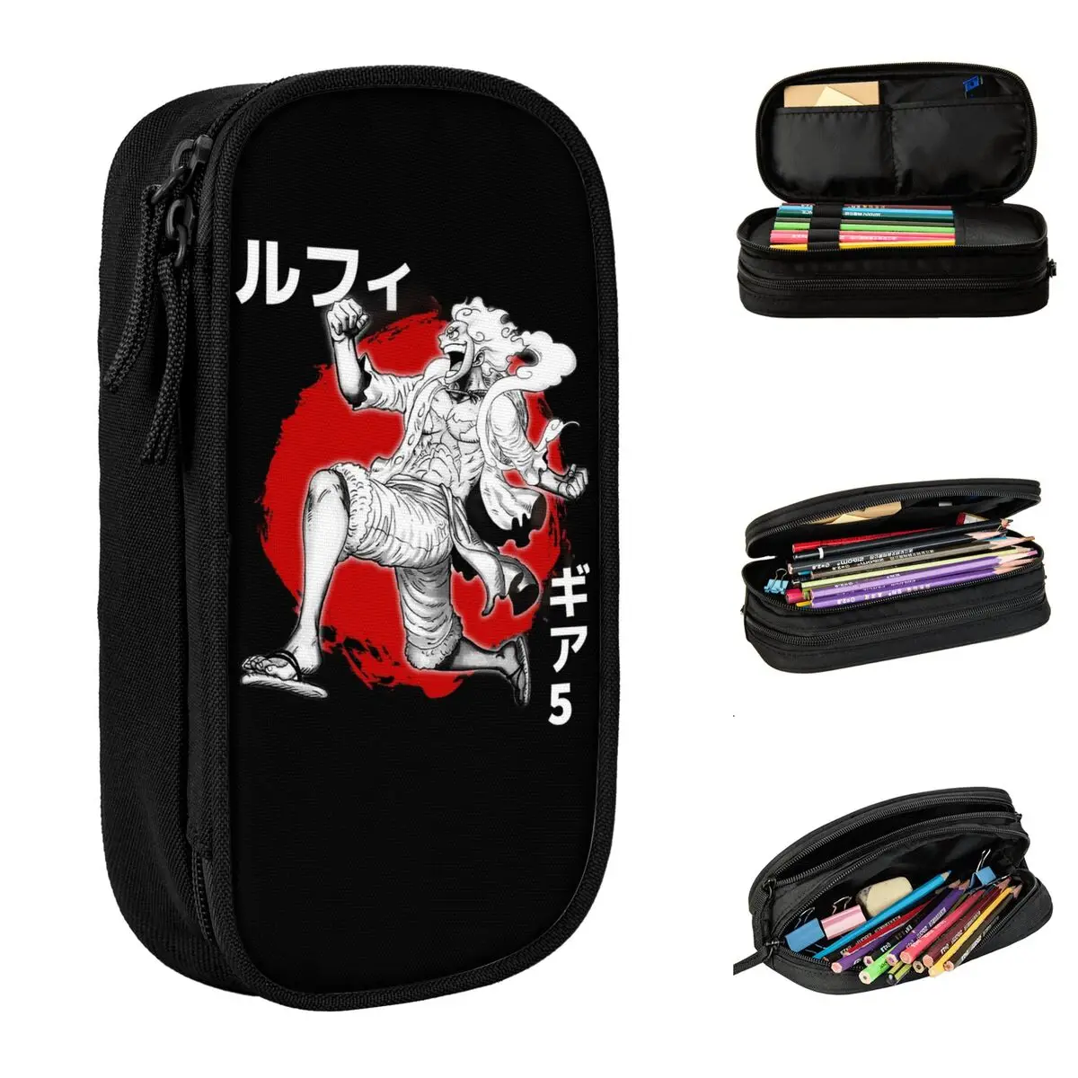 

Luffy Gear 5 One Piece Anime Pencil Cases Pencilcases Pen Box for Girl Boy Large Storage Bags School Supplies Zipper Stationery