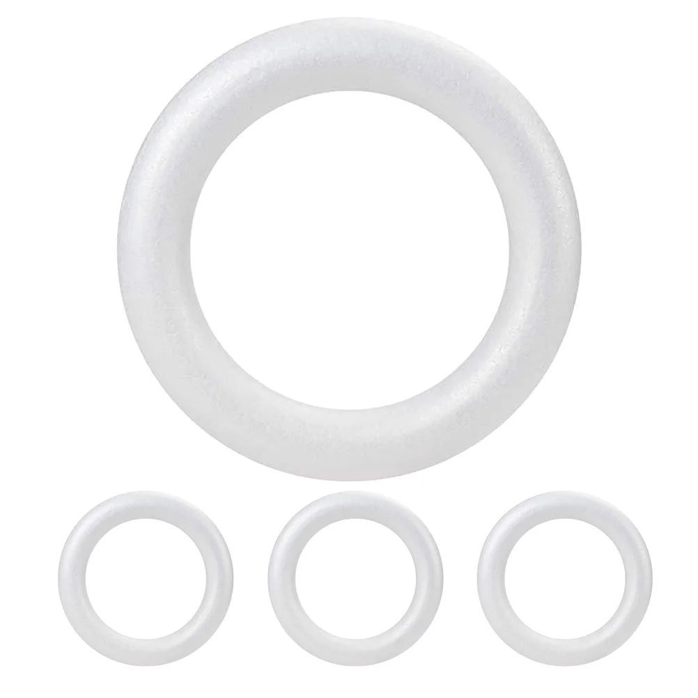

4Pcs Foam Circle Wreath Bases Solid Round Craft Rings DIY Wedding Christmas Party Decoration Supplies Wreath Base for Crafts