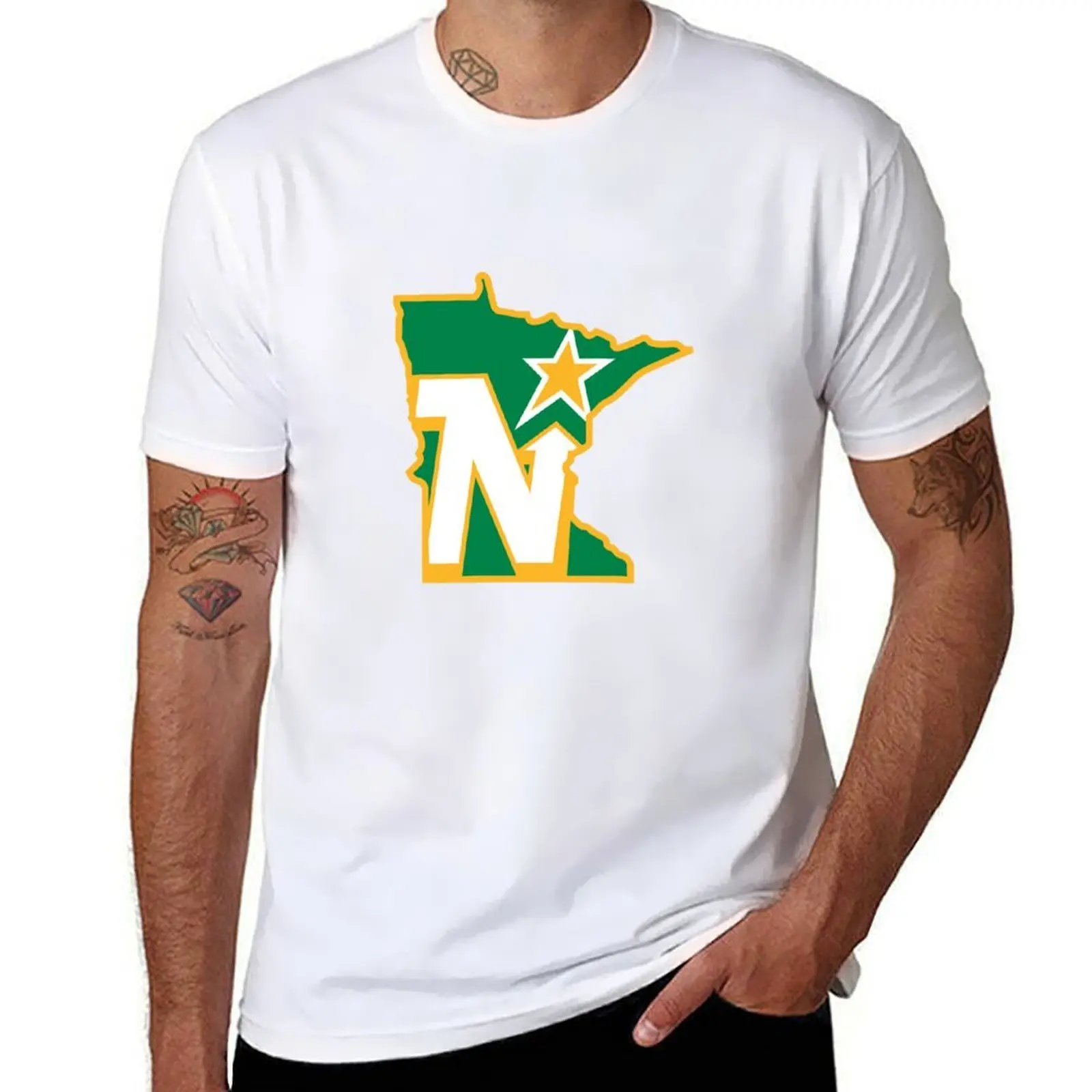 

MN North Star Outline T-Shirt man t shirt cotton high quality t shirt for man 100 percent cotton T-Shirt