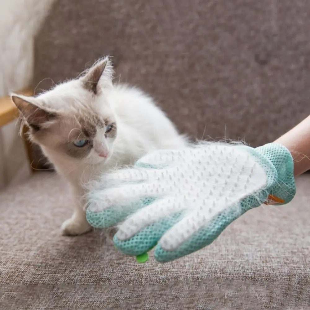 Cartoon Katze Haar Entfernung Handschuhe Mesh Stoff Silikon Haustier Haar Entfernung Pinsel Atmungsaktive Katze Pflege Handschuh