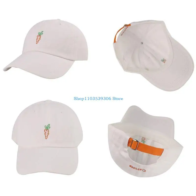 

400A Unisex Carrot Embroidered Cotton Baseball Cap Sunscreen Solid Color Dad Hat