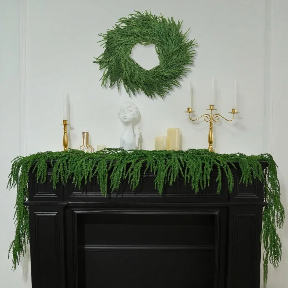 Vintage Pine 39ft Artificial Christmas Garland - 1pc Premium Durable Greenery for Indoor/Outdoor Holiday Decor - Plastic