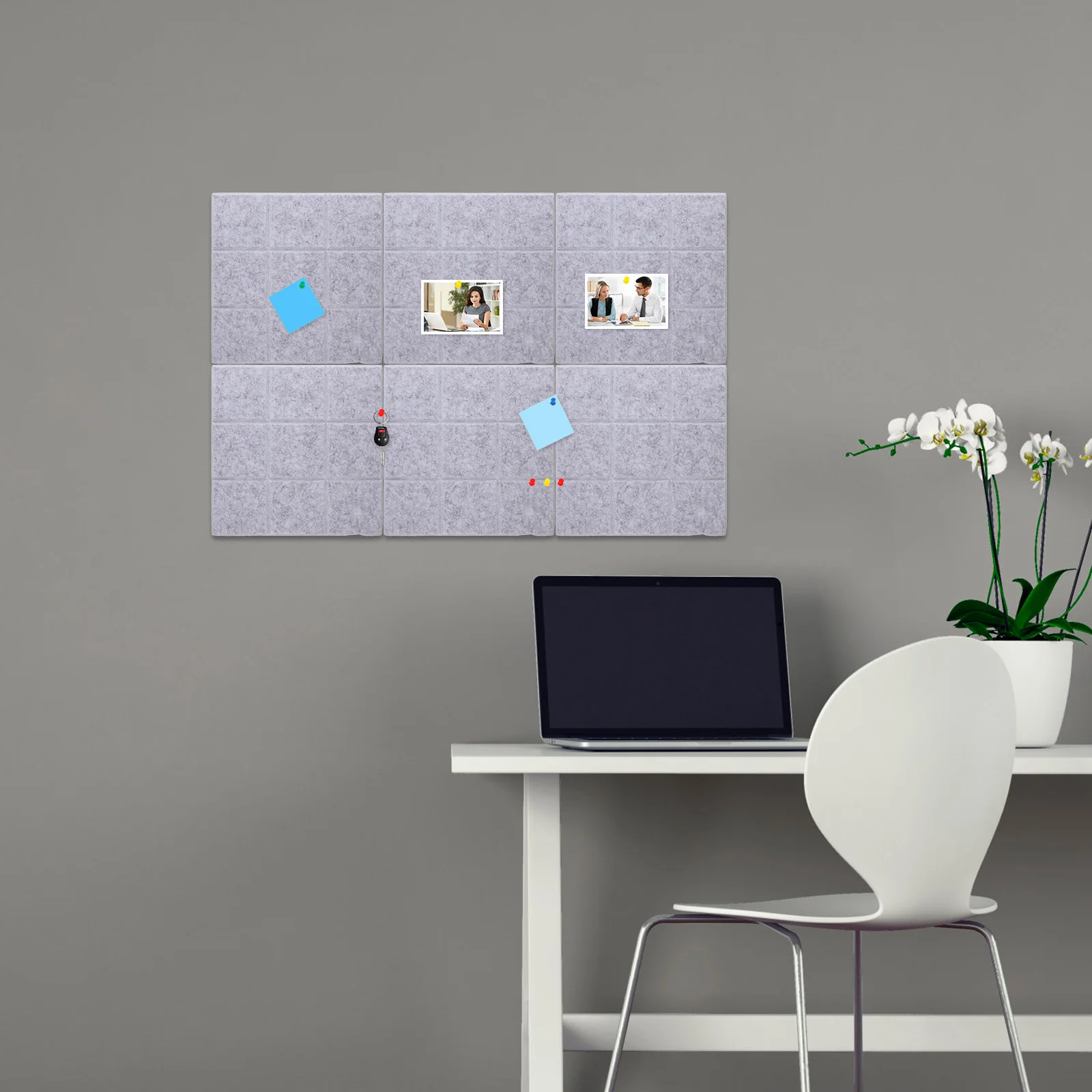 6Pcs Felt Bulletin Board Small Wall-Mounted Pin Board for Notes Calendar Reminders Office School Organization Tool