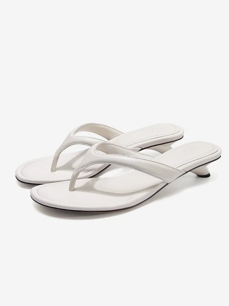 Kitten and French vacation style flip-flops premium oil wax sheepskin slippers casual sandals