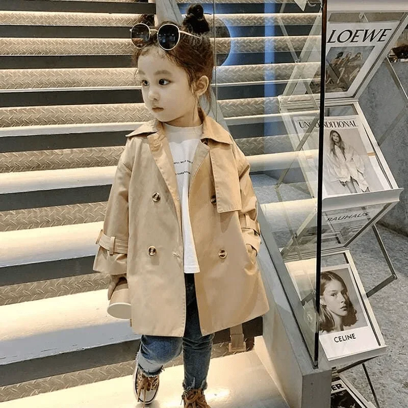 

Fashion Baby Girl Boy Trench Jacket Infant Toddler Windbreak Coat Khaki Long Spring Autumn Child Dust Coat Clothes 1-10Y