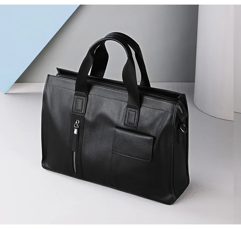 Genuine Leather Business Briefcase Top Layer Cowhide Laptop Luxury Leather Men Large Capacity Versatile Simple Men's Handbag