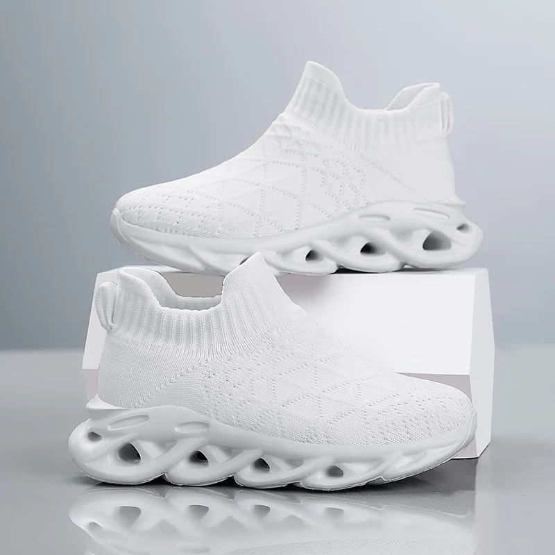 Children Sneaker Boys Sock Shoes Fashion Knit Spring Breathable Lightweight Running Sports Shoes Boy Slip on Casual Sneaker