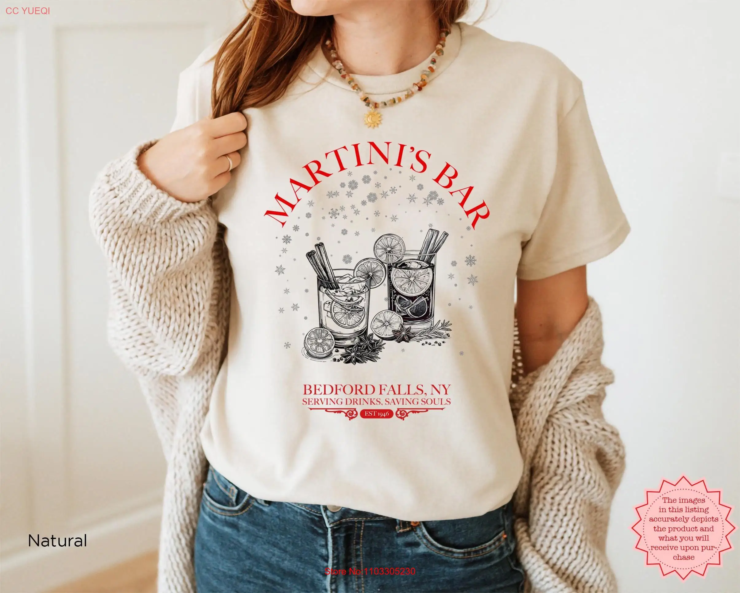 Чудесный бар Мартини, футболка с рождественским фильмом «Это жизнь», забавный наряд для праздничной вечеринки, с длинными или короткими рукавами «Бедфорд Фолз»